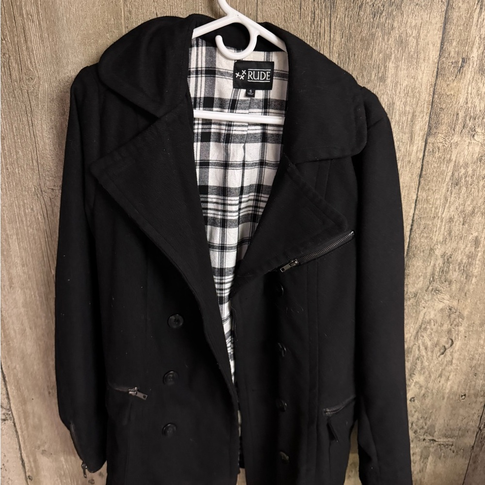 RUDE Men's Black Pea Coat